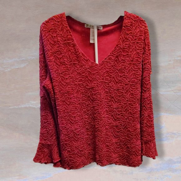 Dress Barn red top , sz Med, EUC - Picture 1 of 4
